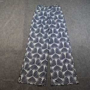Jean-Pierre Klifa Pants Womens Small Blue White Printed Wide Leg Beach Knit